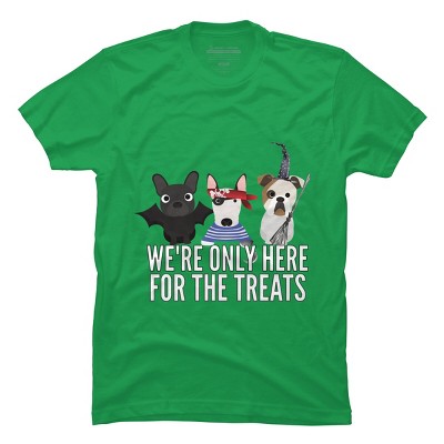 Men's Design By Humans Dog Halloween - We're Only Here For The Treats By PedigreePrints T-Shirt