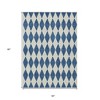 Navy Blue And Ivory Geometric Washable Indoor Outdoor Area Rug - 3 of 4