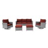 Sonkuki 5-Piece Patio Conversation Set with Swivel Rocking Chair, Navy Blue Cushion - 2 of 4