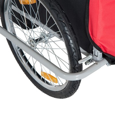 Red and Black Steel Frame Double Child Bike Trailer