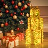 Tangkula Set of 3 Christmas Lighted Gift Boxes Pre-lit 90 LED Light Up Present Box Decorations with Bows and Plug - 3 of 4