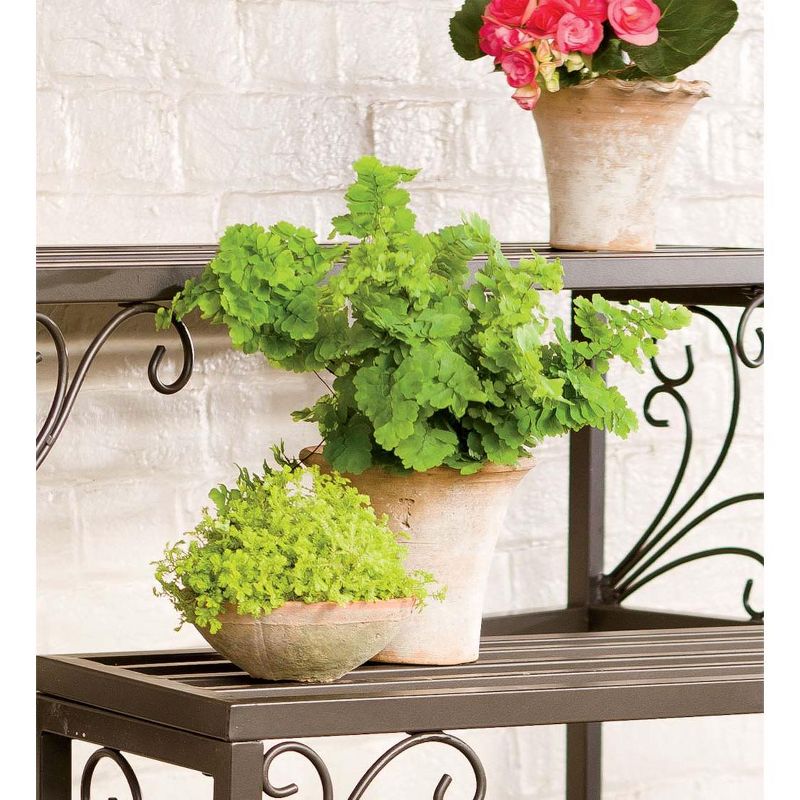 Plow & Hearth Set of 3 Nesting Metal Plant Stands with Scrollwork Design, 3 of 7