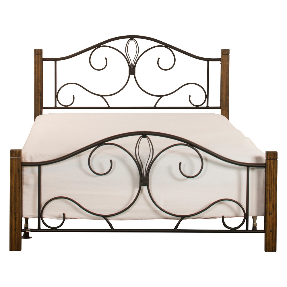 King Destin Metal and Wood Bed Set Textured Brushed Oak - Hillsdale Furniture -  53509784