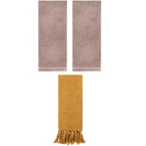 REGALWOVEN 3 Packs Cotton Absorbent Soft Turkish Hand Towels with tassel for Bathroom - 1 of 4