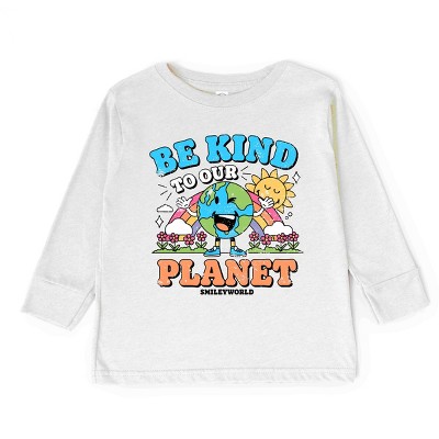 The Juniper Shop SmileyWorld Be Kind To Our Planet Rainbow Toddler Long Sleeve Tee