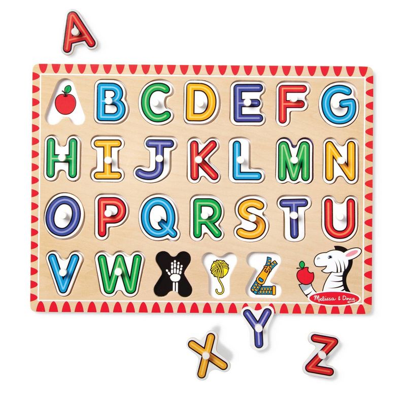 Melissa &#38; Doug Wooden Lift &#38; See Peg Puzzle 2pk - Alphabet, Numbers, 4 of 5