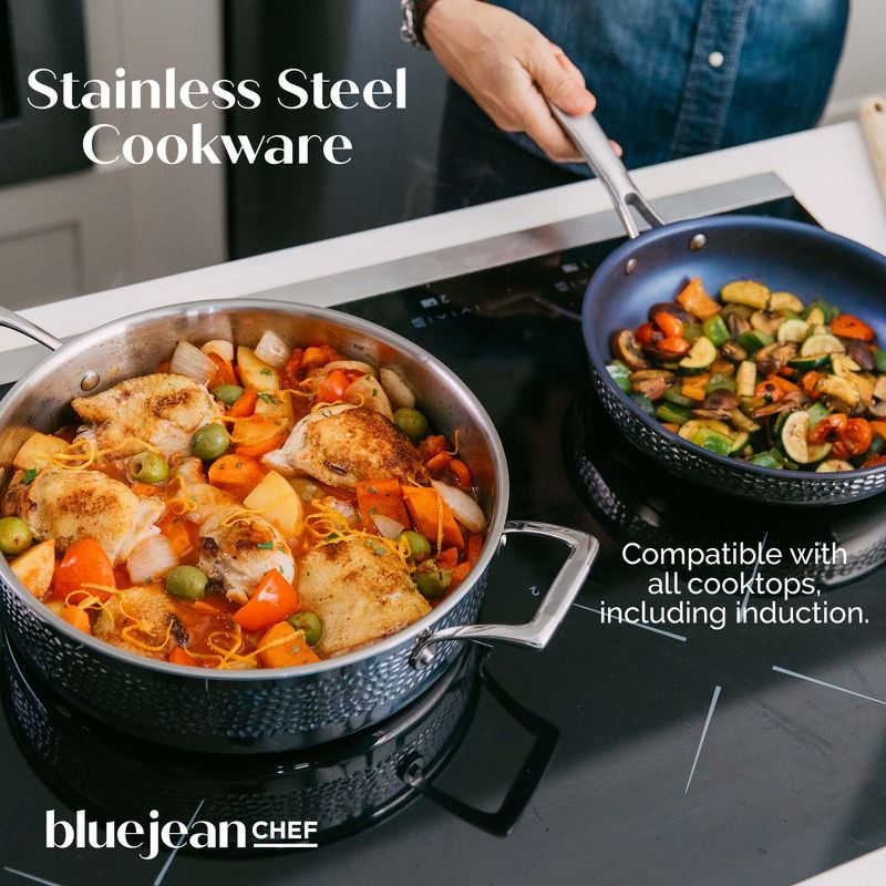 Blue Jean Chef 3-Piece Stainless Steel Cookware Set, Hammered Finish, 2 of 7