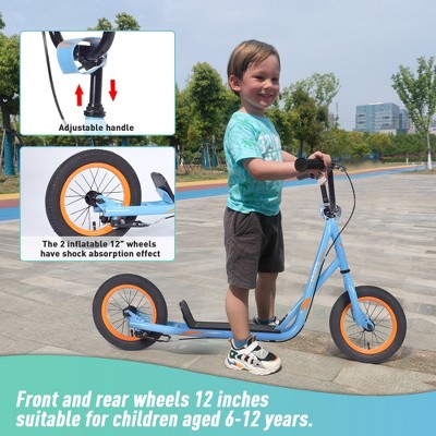 Vynxaria Youth Scooter Kick Scooter for Kids 6+ with Adjustable Handlebar, 12 Inch Inflatable Wheels ,Widened non-slip Footboard