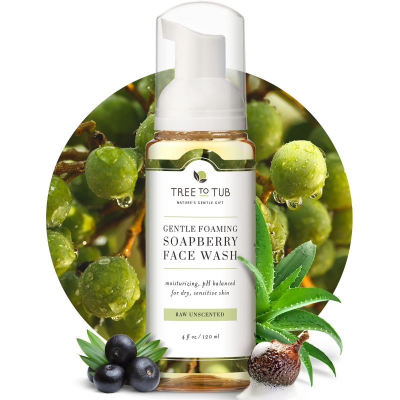 Tree To Tub Sensitive Skin Face Wash for Dry Skin - Unscented Hydrating Foaming Facial Cleanser for Women & Men w/ Organic Aloe Vera, 1 of 12