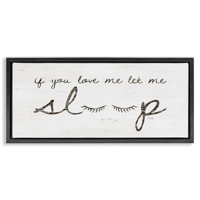 Stupell Industries Let Me Sleep Phrase with Eyelashes Black Framed Floater Canvas Wall Art