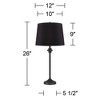 360 Lighting Lynn Modern Industrial Buffet Table Lamps 26" High Set of 2 Dark Bronze Metal Black Faux Silk Drum Shade for Bedroom Living Room Bedside - 4 of 4