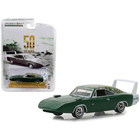 1969 Dodge Charger Daytona Mod Top Green With White Stripe 50th Anniversary 1 64 Diecast Model Car By Greenlight