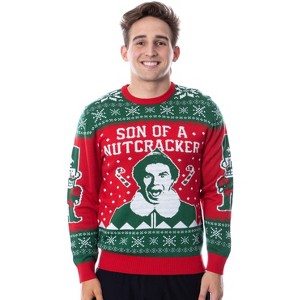 Seven Times Six ELF Movie Men's Son of a Nutcracker Ugly Christmas Sweater Knit Pullover Red - 1 of 4