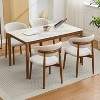 Wooden Dining Chairs Set of 2, Mid Century Modern Fabric Upholstered Dining Room Chair, Farmhouse Kitchen Side Chairs with Wood Legs - 2 of 4