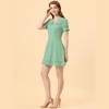 INSPIRE CHIC Women's Plaid Gingham Puff Sleeve Ruffle Peter Pan Collar Vintage Dress - 2 of 4