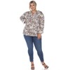 Womens Plus Pleated Long Sleeve Floral Print Blouse - White Mark - 4 of 4