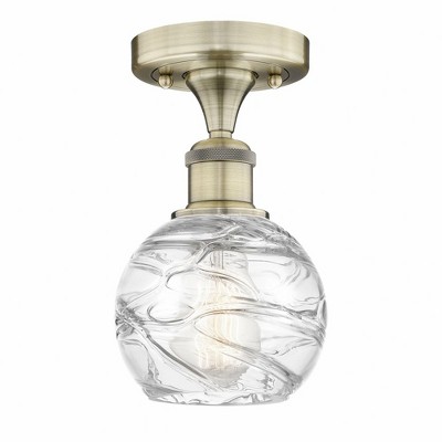 Athens Deco Swirl - 1 Light Semi-Flush Mount In Industrial Style-8.25 Inches Tall and 5.88 Inches Wide