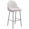 Zuo Modern – Jambi Barstool Set of 2 in Ivory, 42.9" H, Soft Shearling Fabric with Sturdy Steel Legs, Modern Style - 2 of 4