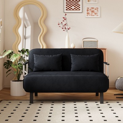 NicBex 3 Folding Sofa Beds Velvet Couch Chair to Bed Convertible for Adults with Adjustable Backrest and 2 Pillows