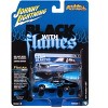 1974 Pontiac GTO Black and Blue with Blue Flame Graphics with White Interior 1/64 Diecast Model Cars by Johnny Lightning - 4 of 4