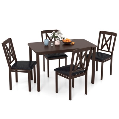Tangkula 5-Piece Dining Table Set Modern Dinette Set for 4 w/Wide Tabletop & Rubber Wood Legs