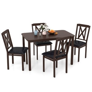Tangkula 5-Piece Dining Table Set Modern Dinette Set for 4 w/Wide Tabletop & Rubber Wood Legs - 1 of 4