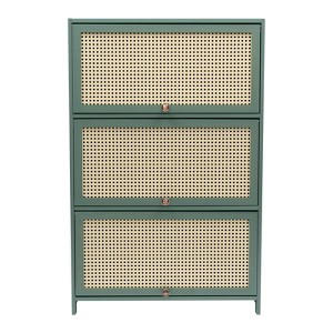 YIYIBYUS Shoe Rack Organizer Cabinet, 7-Tier Bamboo Shoe Storage Shelf with Flip-up Doors - 1 of 4