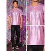 Lars Amadeus Men's Round Neck Short Sleeves Nightclub Party Metallic T-Shirt - 4 of 4