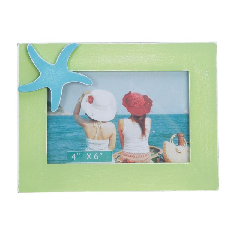 Beachcombers 4x6 Green/Starfish Photo Frame Picture Holder for Wall Shelf or Tabletop Decor Decoration, 1 of 3