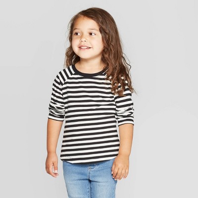 girls black and white striped t shirt