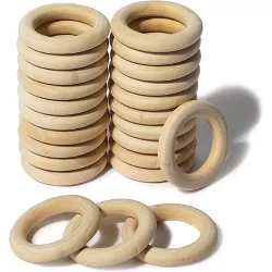 24 Pieces Natural Wooden Rings 1.4" Smooth Unfinished Wood Circles for DIY Crafts and Jewelry Making