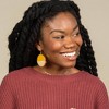 Golden Yellow Enamel Wood Circle Earrings - 2 of 3