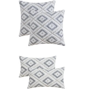 REGALWOVEN 4 Pcs Geometric Pattern Short Plush Decorative Throw Pillow Covers - 1 of 4