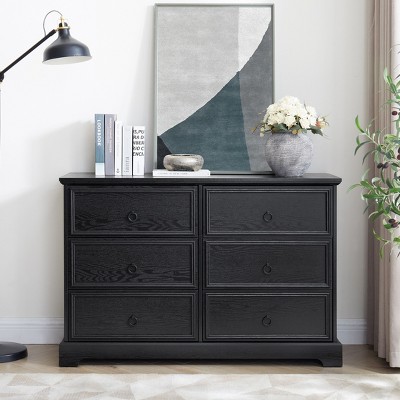 NicBex Modern Farmhouse 6-Drawer Dresser,Stylish Tall Dressers with Ring Handles,Chest of Drawers for Bedroom,Living Room,Dining Room,Hallway