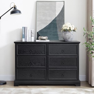 NicBex Modern Farmhouse 6-Drawer Dresser,Stylish Tall Dressers with Ring Handles,Chest of Drawers for Bedroom,Living Room,Dining Room,Hallway - 1 of 4