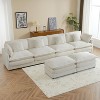 149.6" Modern Sofa Modular Sofa Couch Upholstered Corduroy L-Shape Sectional Sofa with Side Storage Pockets for Living Room, Beige - 3 of 4