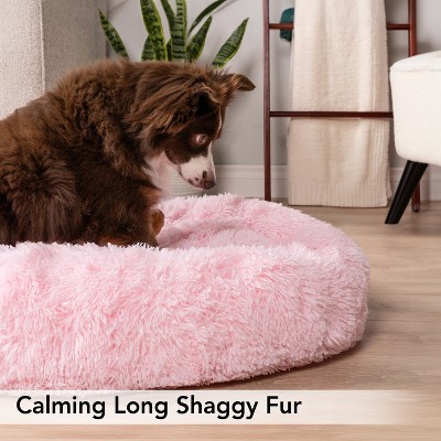 Small Pink Faux Fur Round Donut Pet Bed