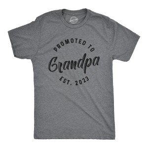 Mens Promoted To Grandpa 2023 T Shirt Funny New Baby Family Graphic Tee - Crazy Dog Men's T Shirt - 1 of 4
