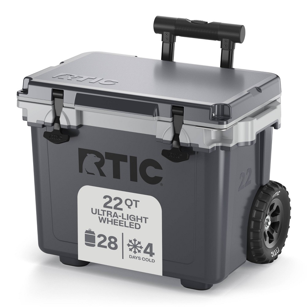rtic outdoors 22qt ultra light wheeled hard sided cooler - gray: polypropylene liner