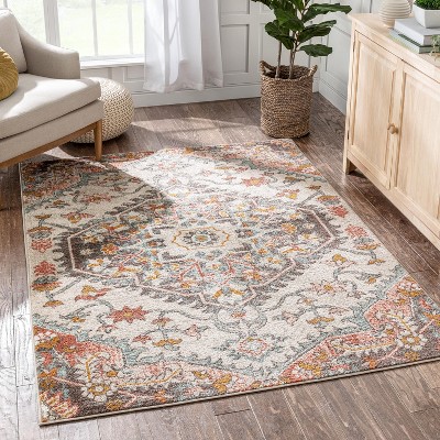 Blush Geometric 5'3" x 7'3" Synthetic Easy-Care Area Rug