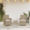 vidaXL Patio Chairs with Cushions 2 pcs Beige Poly Rattan&Solid Wood - 3 of 4