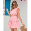 Women's Ruffle Cap Sleeve Crew Neck Layered Elastic Empire Waist Tie Back Solid Mini Dress - 2 of 4