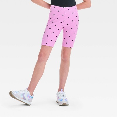 Girls' 'Heart' Ribbed Bike Shorts - Cat & Jack™ Mauve Purple M