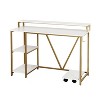PAGED Modern Computer Desk with Metal Legs, Home Office Desk with Storage Shelves and Keyboard Panel for Office, Study - 3 of 4