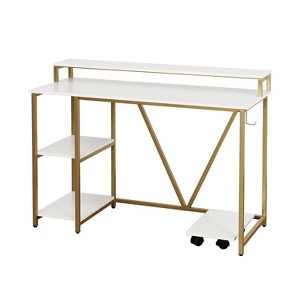 NicBex 46.5 Inch Computer Home Office Desk with Mobile CPU Caddy and Open Shelves - 1 of 4