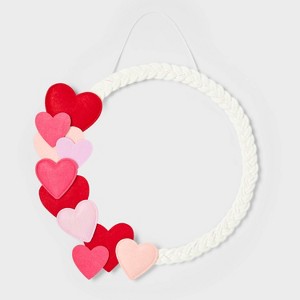 Wrapped Heart Valentine's Day Yarn Wreath White/Pink/Purple - Spritz™ - 1 of 3