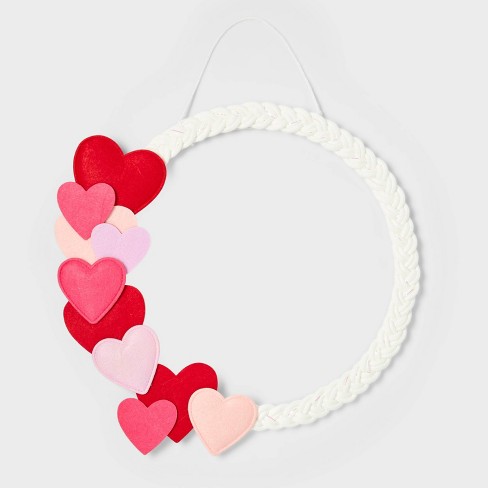 Wrapped Heart Valentine's Day Yarn Wreath White/Pink/Purple - Spritz™ - image 1 of 3