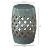Infurnic Patio End Tables Elegant Table with Woven Lattice Design and Glazed Strong Materials Decorative End Table Outdoor, Green, 12.5"*12.5"*18" - 3 of 4