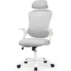 CAVINAS Ergonomic Office Chair with Adjustable Headrest and Flip-Up Arms, Mesh Home Office Desk Chairs, Swivel Chair with High Back, Computer Chair - 1 of 4