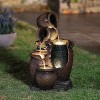 Luxenhome Rustic Brown Urns Resin Outdoor Fountain With Lights : Target